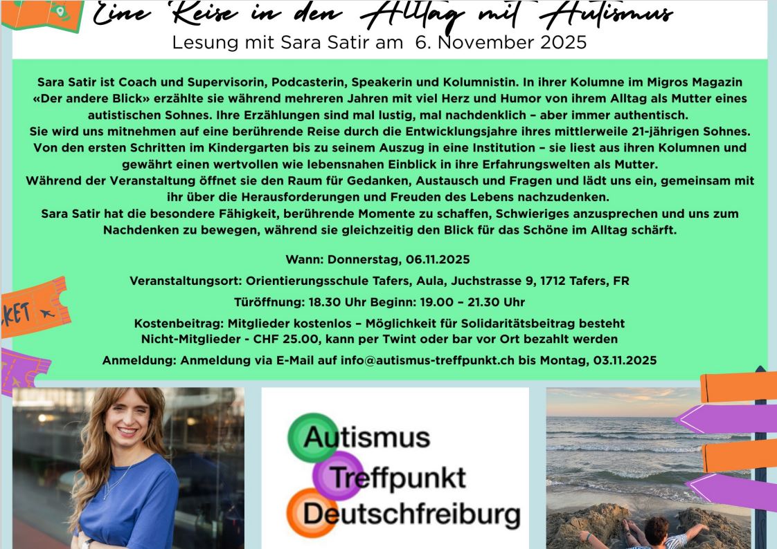 Flyer Autismus Treffpunkt Deutschfreiburg: Eine Reise in den Alltag mit Autismus