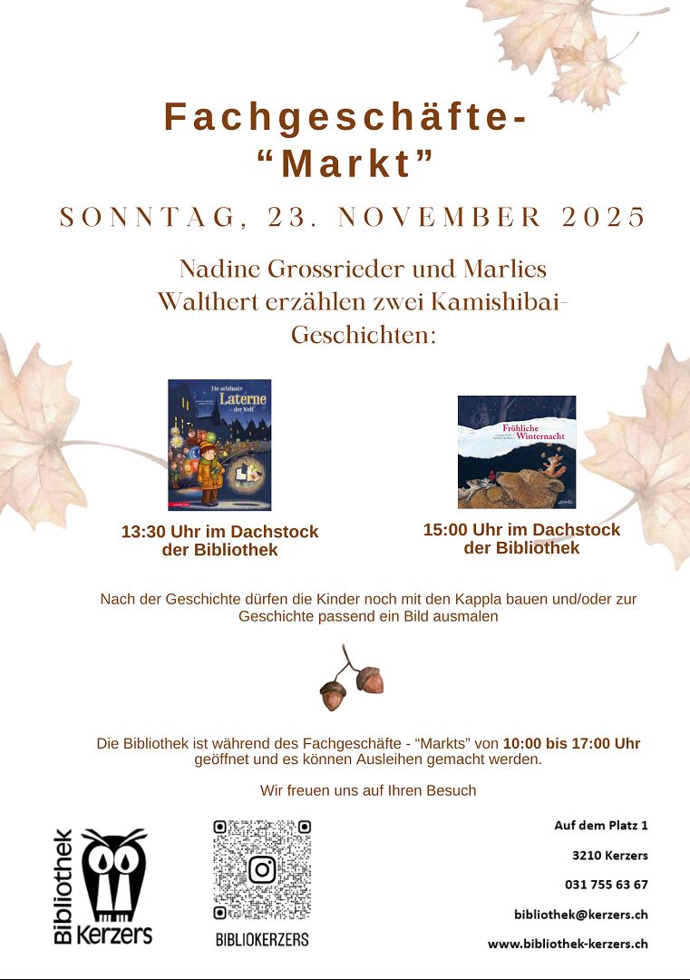 Geschichtenzeit am Fachgeschäfte-Markt: Kamishibai in der Bibliothek Kerzers